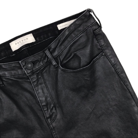 PACSUN Black Mid-Rise Wax Denim Pants - Picture 5 of 12
